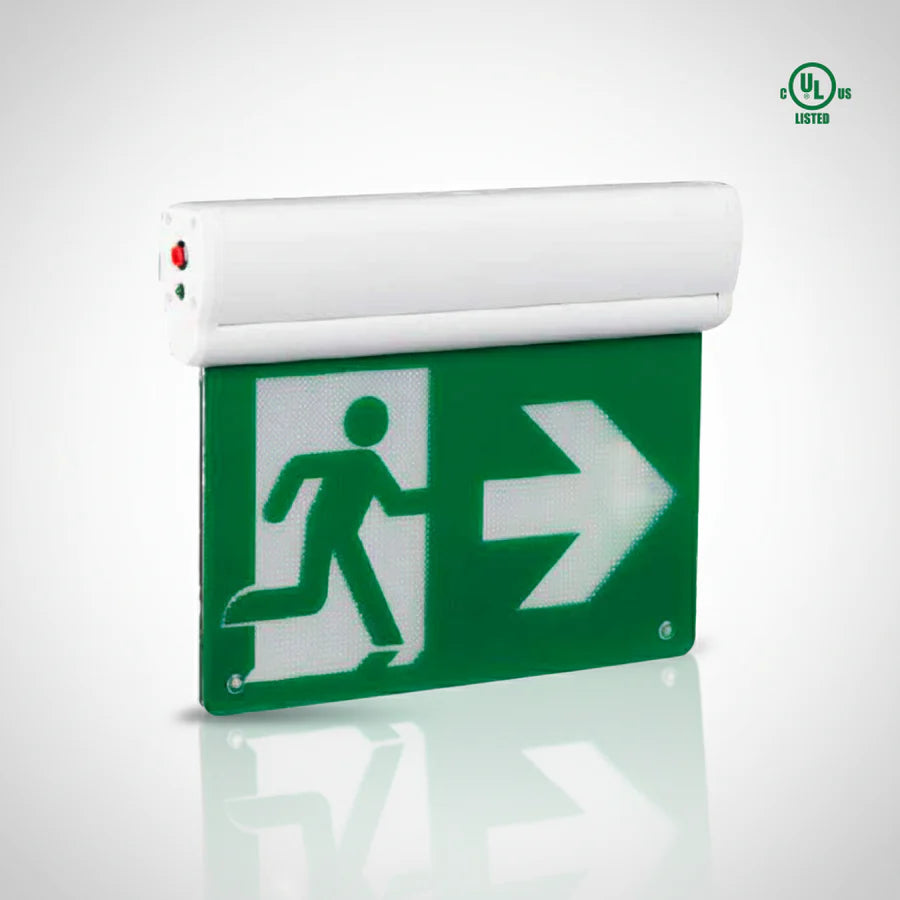 Ortech Oe-G026 2W Led Edge Lit Running Man Exit Sign In 2W 120-347V Ac, All Glass