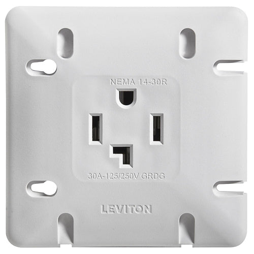 Leviton Dryer Receptacle - NEMA14-30R Flush MOunt - 30A 250V - 3Pole - 4 Wire - White - 1278-S30