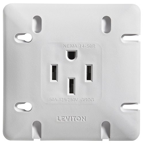 Leviton Range / Stove Receptacle - NEMA 14-50R Flush MOunt - 50A 250V - 3Pole - 4 Wire - White - 1279-S50