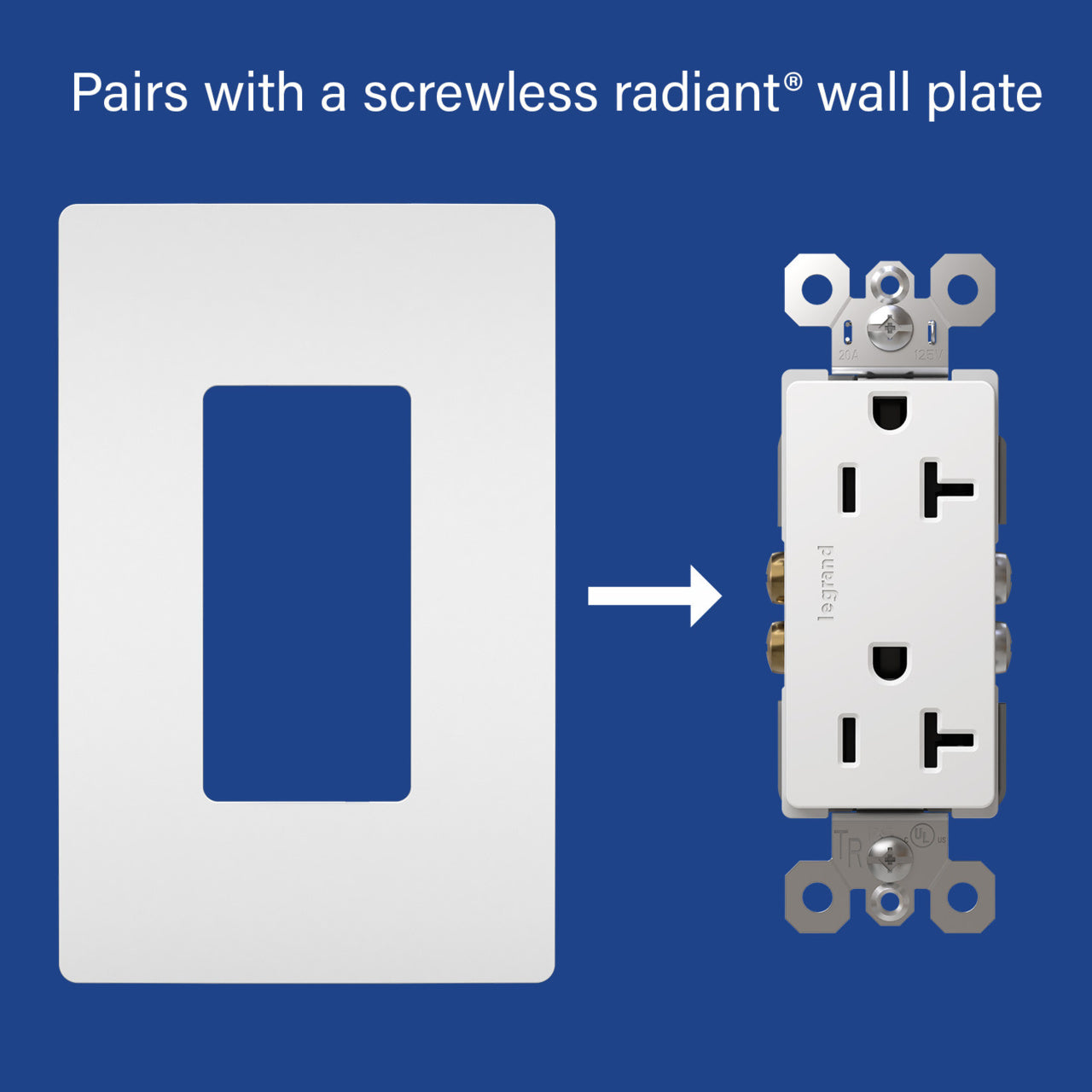 Legrand 885TR20SW radiant® 20A 125V Tamper-Resistant Outlet, White