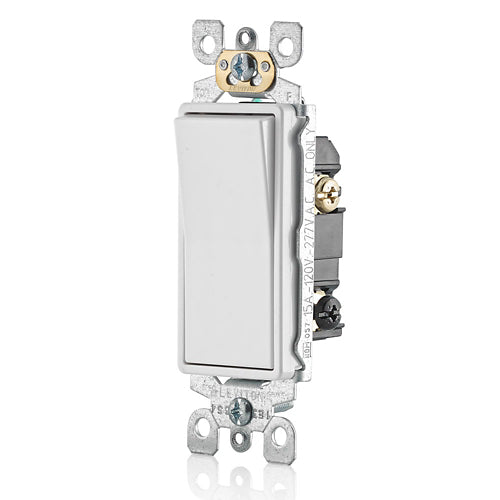 15 Amp Decora Single-Pole Switch, Self-Grounding, White