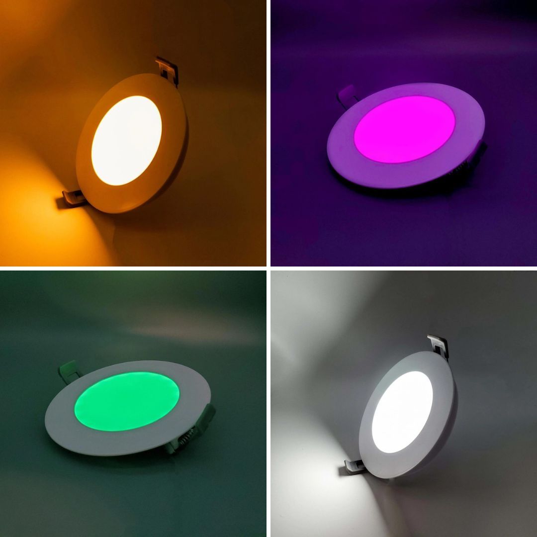 4" Smart LED Slim Pot Light – 600 Lumens, White Trim, RGB + Tunable White