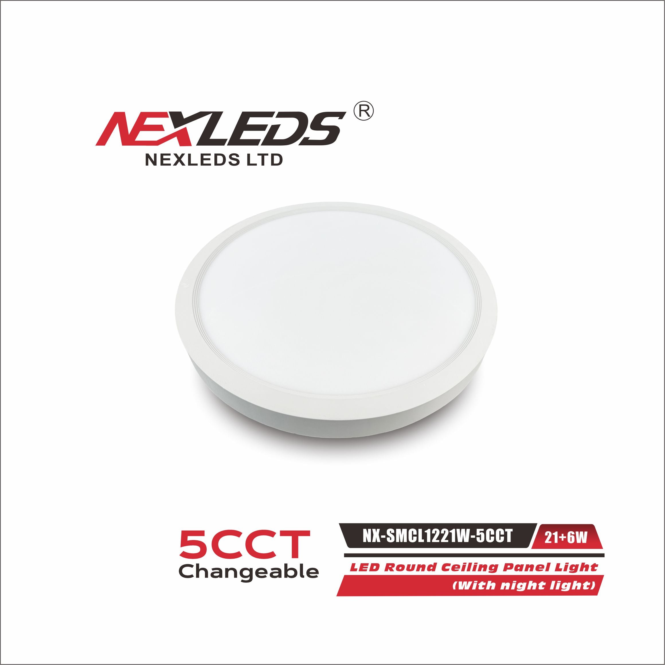 NEXLEDS NX-SMCL1221W-5CCT 12" Ceiling Light with Night Light
