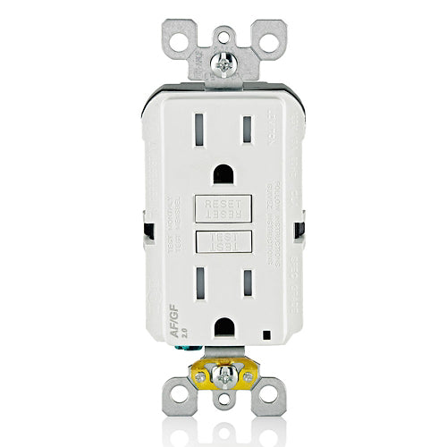 Leviton 15 Amp, Self Test, Tamper-Resistant Dual-Function Afci/Gfci Outlet With Led Indicator Light - AGTR1-W