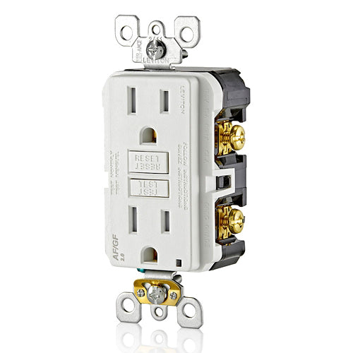 Leviton 15 Amp, Self Test, Tamper-Resistant Dual-Function Afci/Gfci Outlet With Led Indicator Light - AGTR1-W