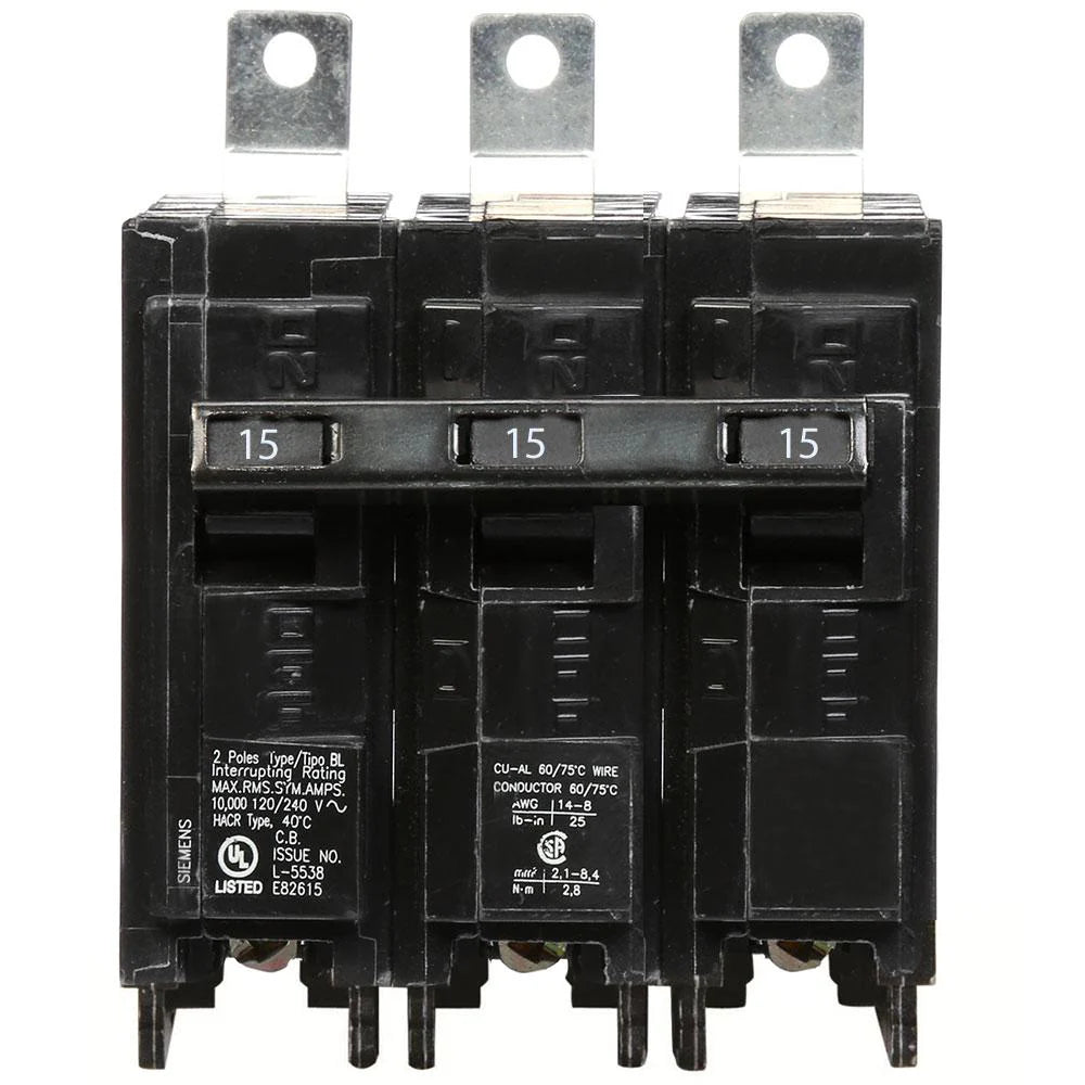 3 Pole - 15 Amp - Siemens Bolt-On Breaker