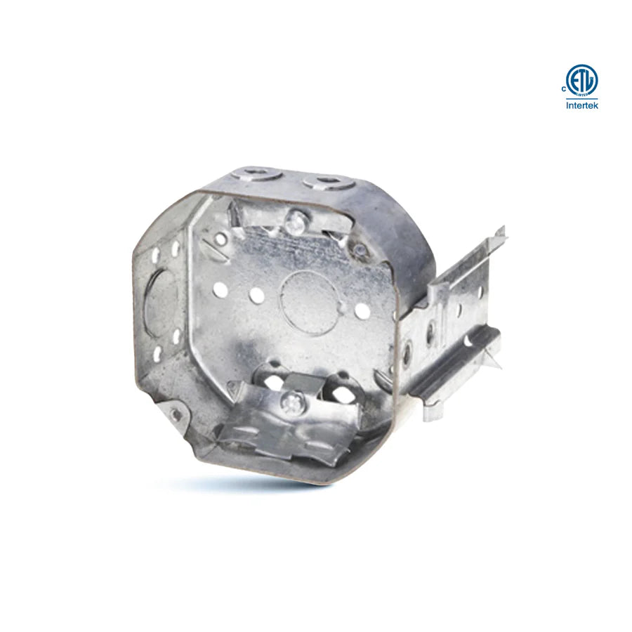 54151-LB Boîte octogonale, profondeur 3,8 cm / Avec support latéral et serre-câbles