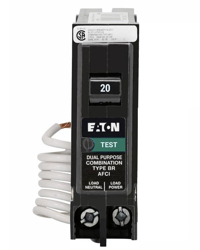 BRN120AFC - Eaton - Disjoncteur 20 A avec protection d'arc (AFCI) (avec queue de cochon)