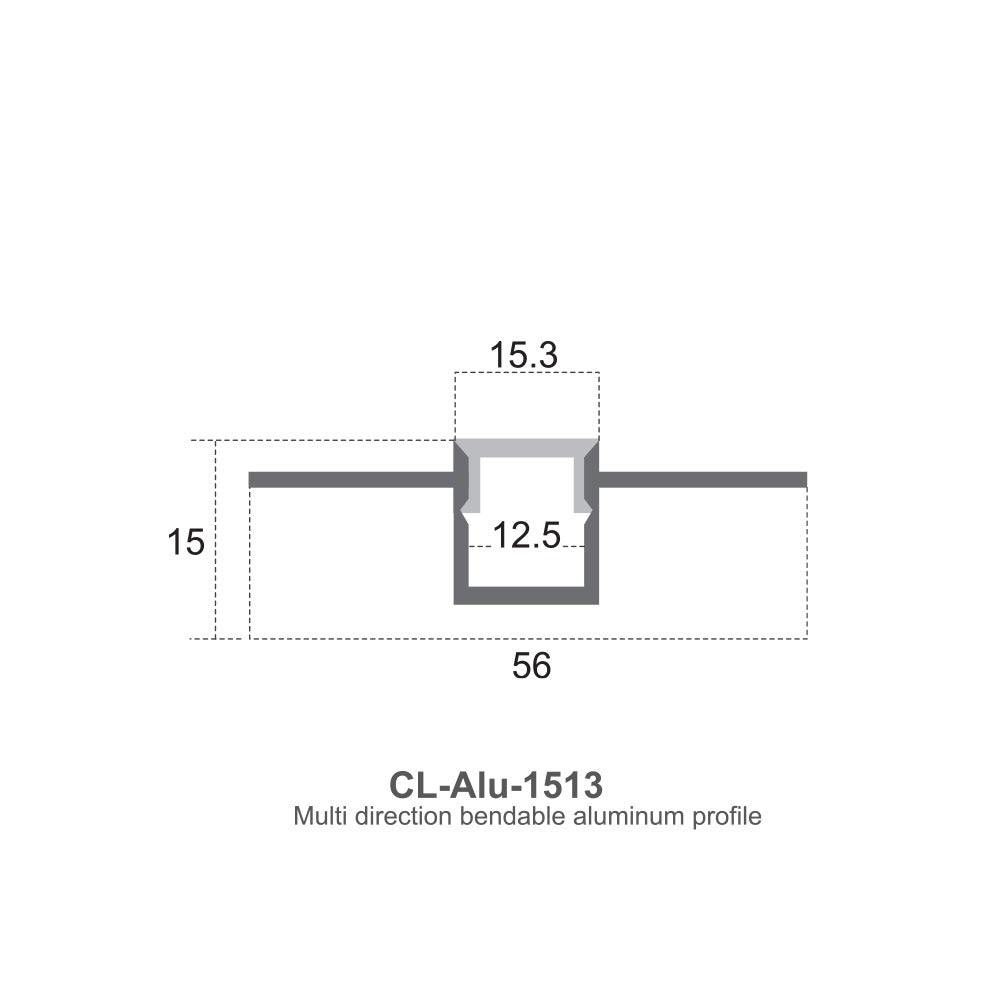 Canolight Bendable 8ft Silver Aluminum profile 1513 Left - CL-Alu-1513-SL (Bendable series)