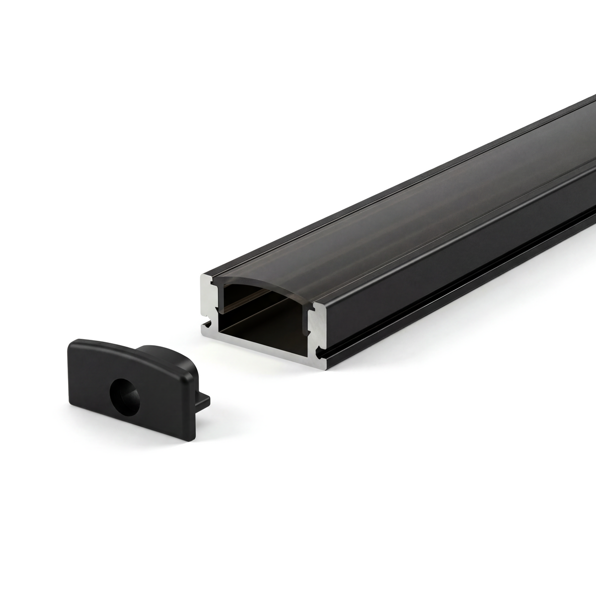 Canolight Surface-mounted 8ft Black aluminum profile 509 with 2 ENDCAPS - CL-Alu-509-BL-8ft