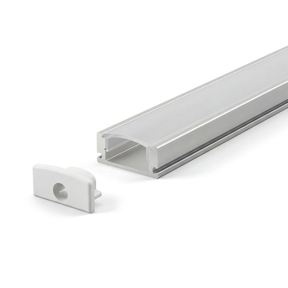 Canolight Surface-mounted 8ft Silver Aluminum profile 509 with enadcaps - CL-Alu-509-SL-8ft