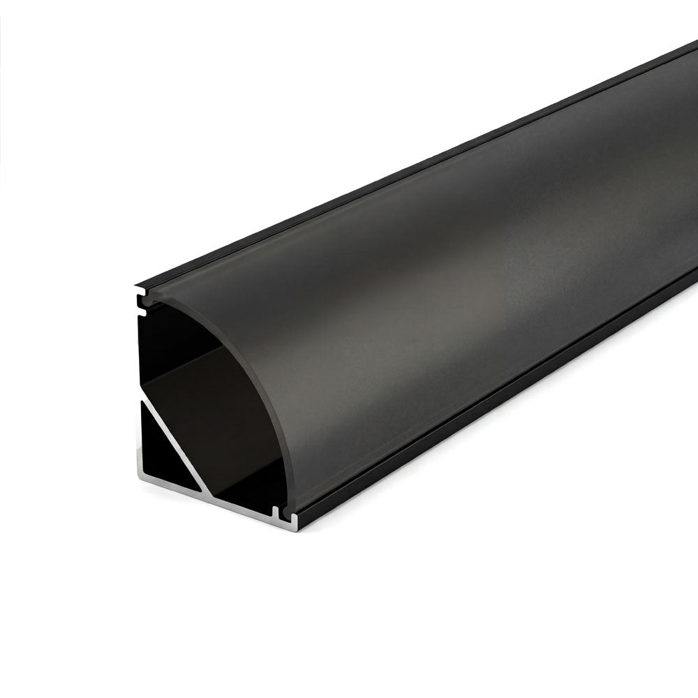 Canolight 90D Surface-mounted 10ft Black Aluminum profile 601 with enadcaps - CL-Alu-601-BL