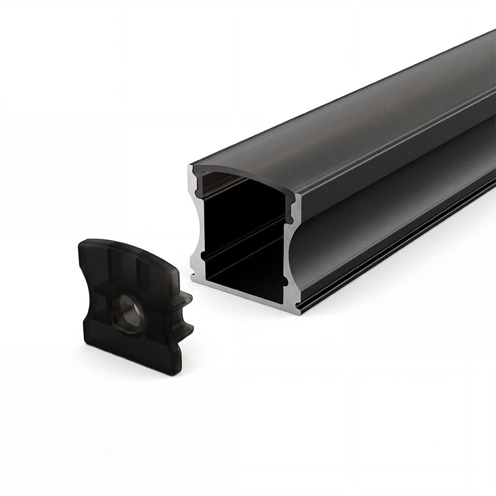 Canolight Surface-mounted 10ft Black Aluminum profile 613 with enadcaps - CL-Alu-613-BL