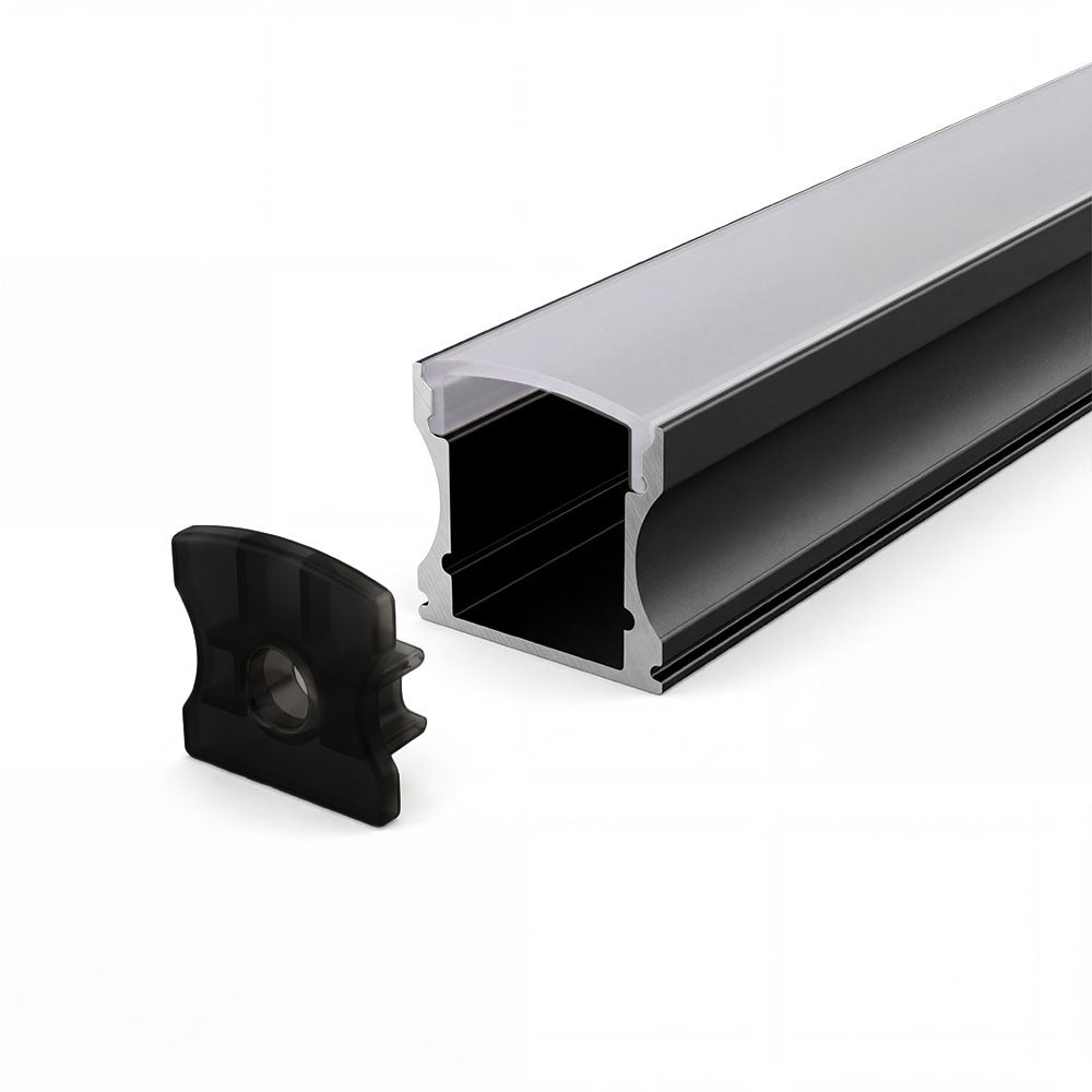 Canolight Surface-mounted 10ft Black Aluminum profile 613 with enadcaps - CL-Alu-613-BL