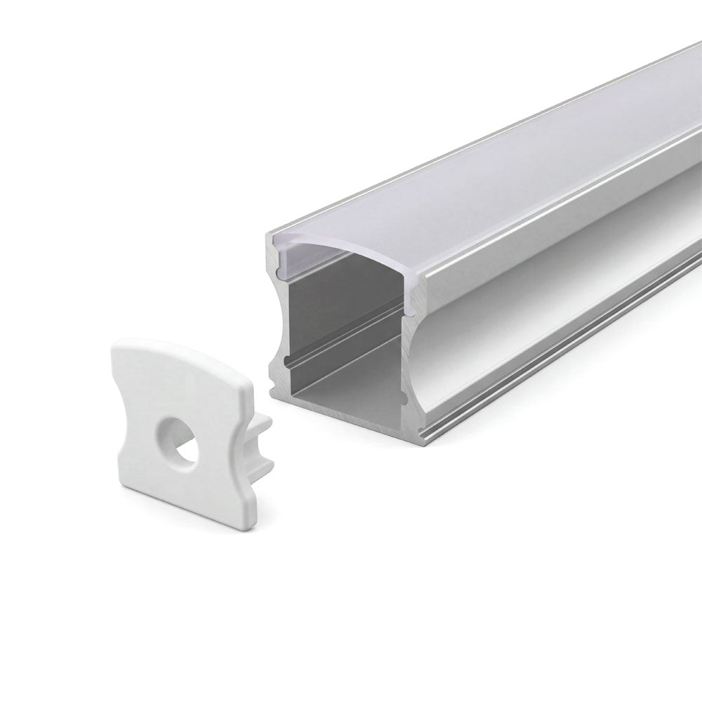 Canolight Surface mounted aluminum profile 613 with 2 ENDCAPS 3 CLIPS & PC Cover 10ft Silver - CL-Alu-613-SL