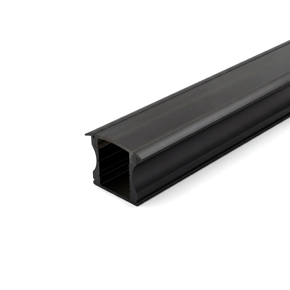 Canolight Recessed 10ft Black aluminum profile 613B with endcaps - CL-Alu-613B-BL