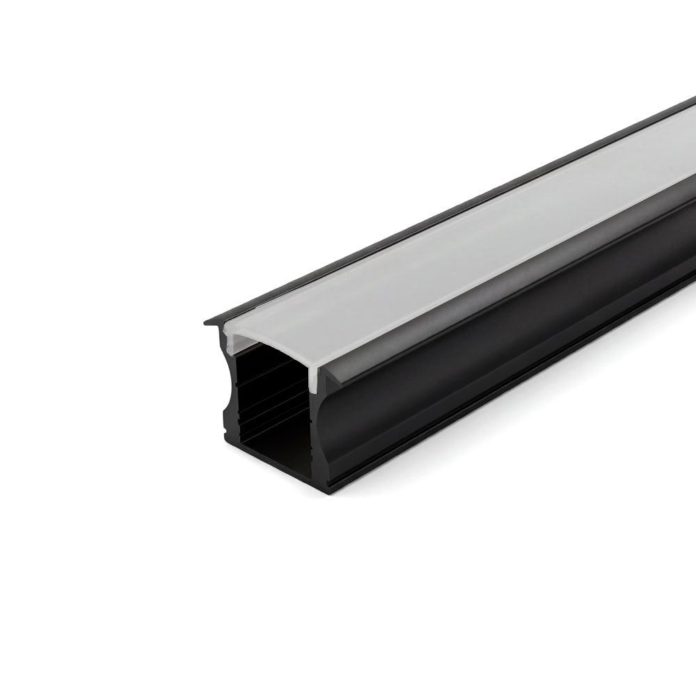 Canolight Recessed 10ft Black aluminum profile 613B with endcaps - CL-Alu-613B-BL