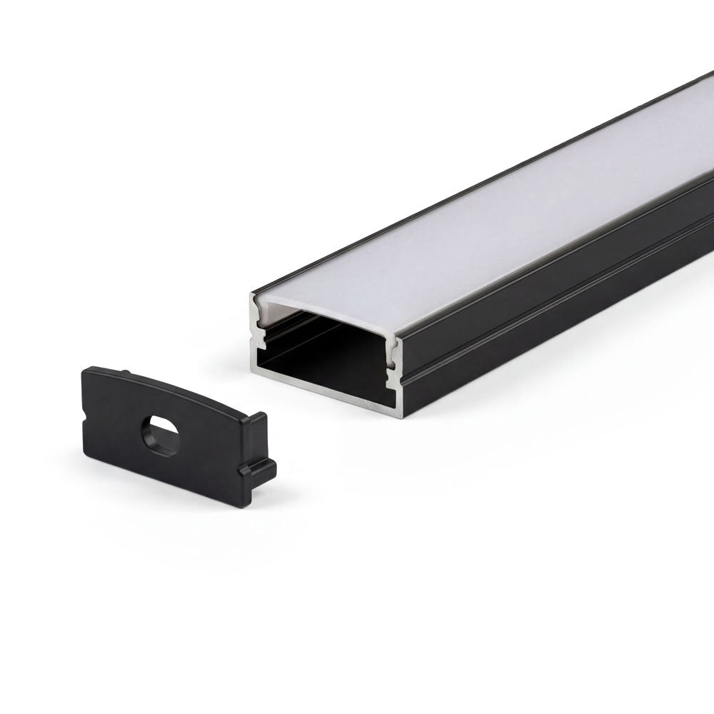 Canolight Surface-mounted 10ft Black Aluminum profile 617 with enadcaps - CL-Alu-617-BL