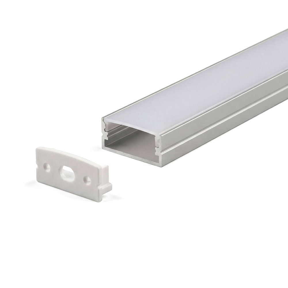 Canolight Surface-mounted 10ft Silver Aluminum profile 617 with enadcaps - CL-Alu-617-SL