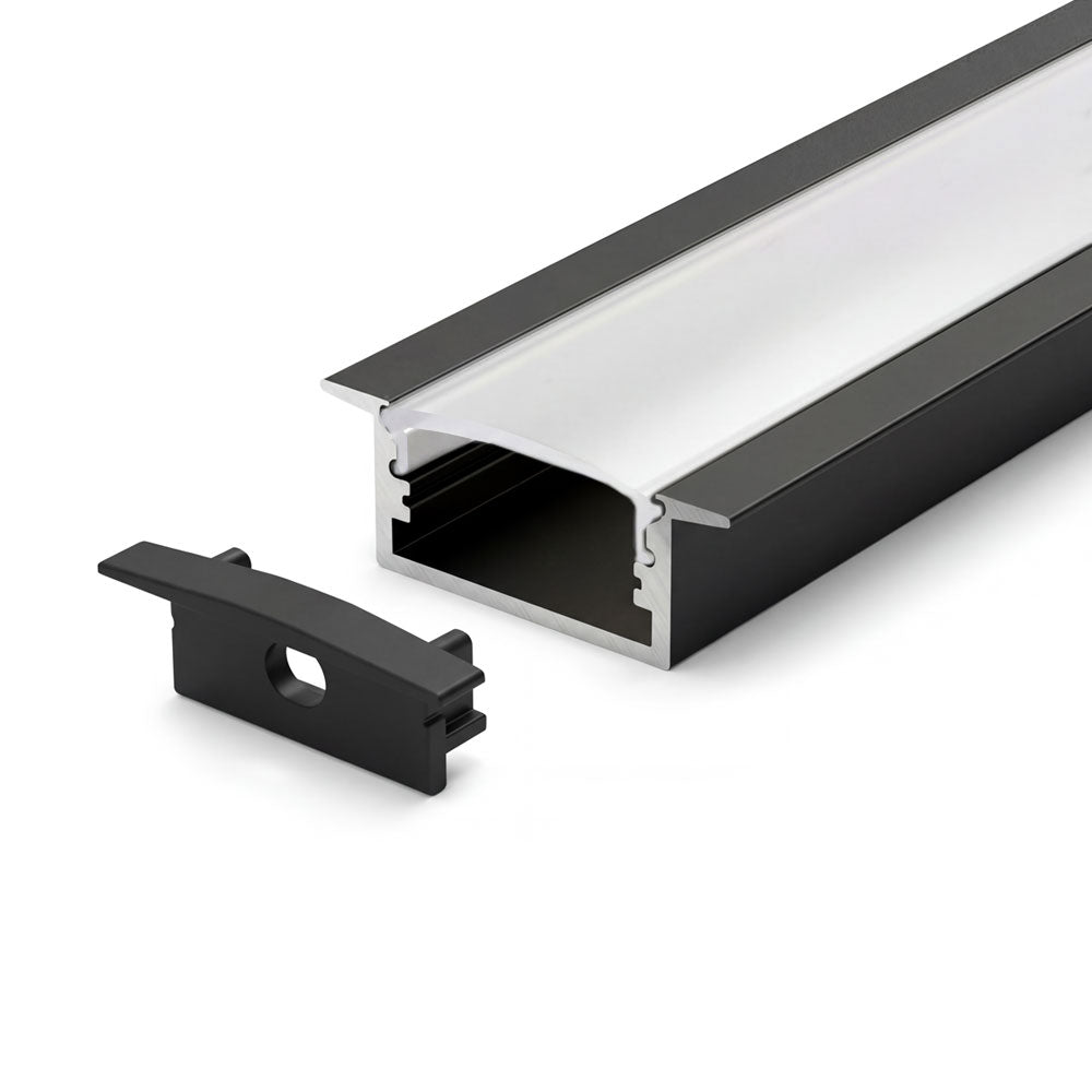 Canolight Surface-mounted 10ft Black Aluminum profile with 2 Enadcaps - CL-Alu-619-BL