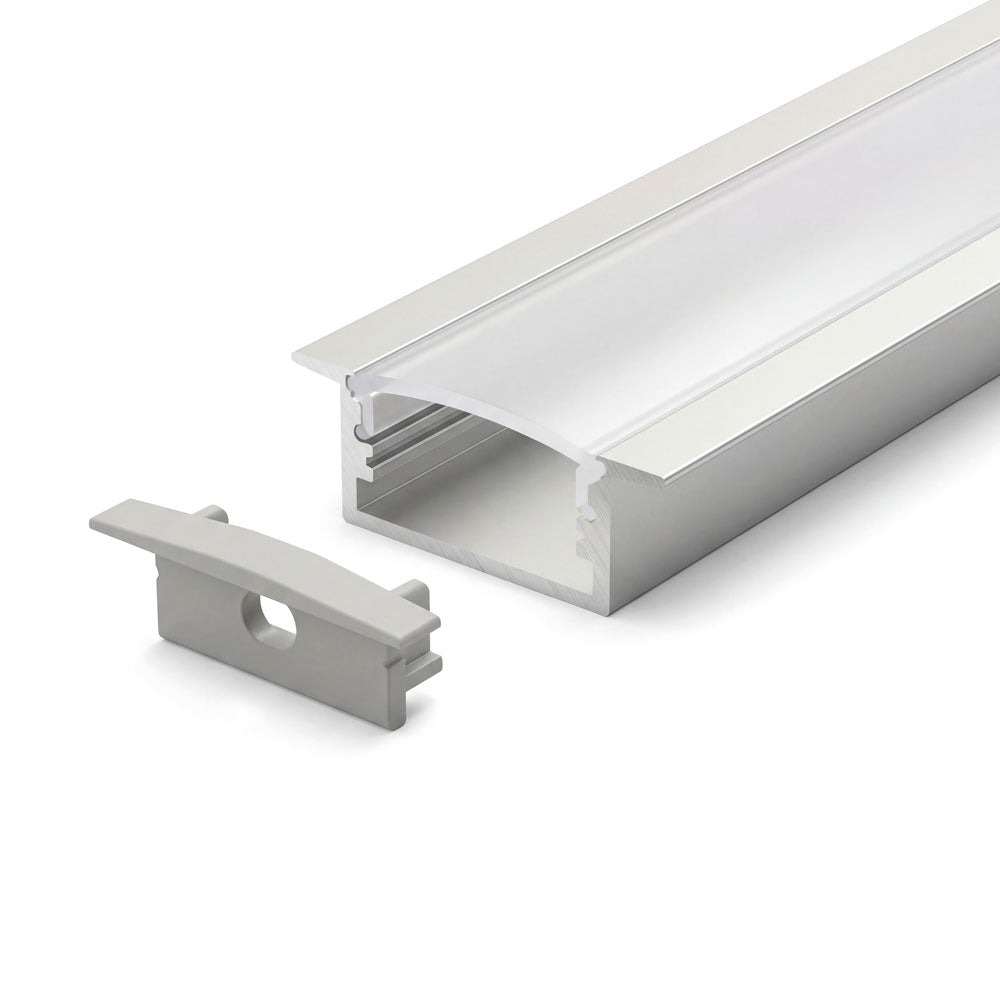 Canolight Trimless recessed 10ft Silver aluminum profile 619 with endcaps & White Pc cover - CL-Alu-619-SL