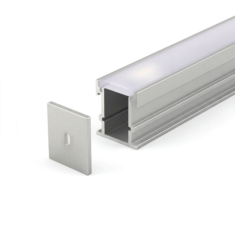 Canolight In-Ground 10ft Silver Aluminum profile 632 with endcaps & White Pc cover - CL-Alu-632-SL