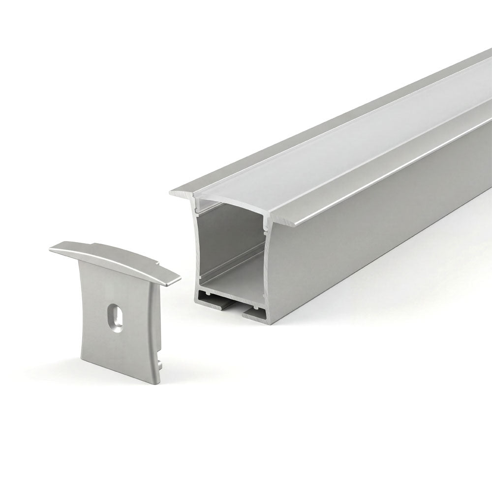 Canolight Recessed 10ft Silver aluminum profile 712A with endcaps - CL-Alu-712A-SL