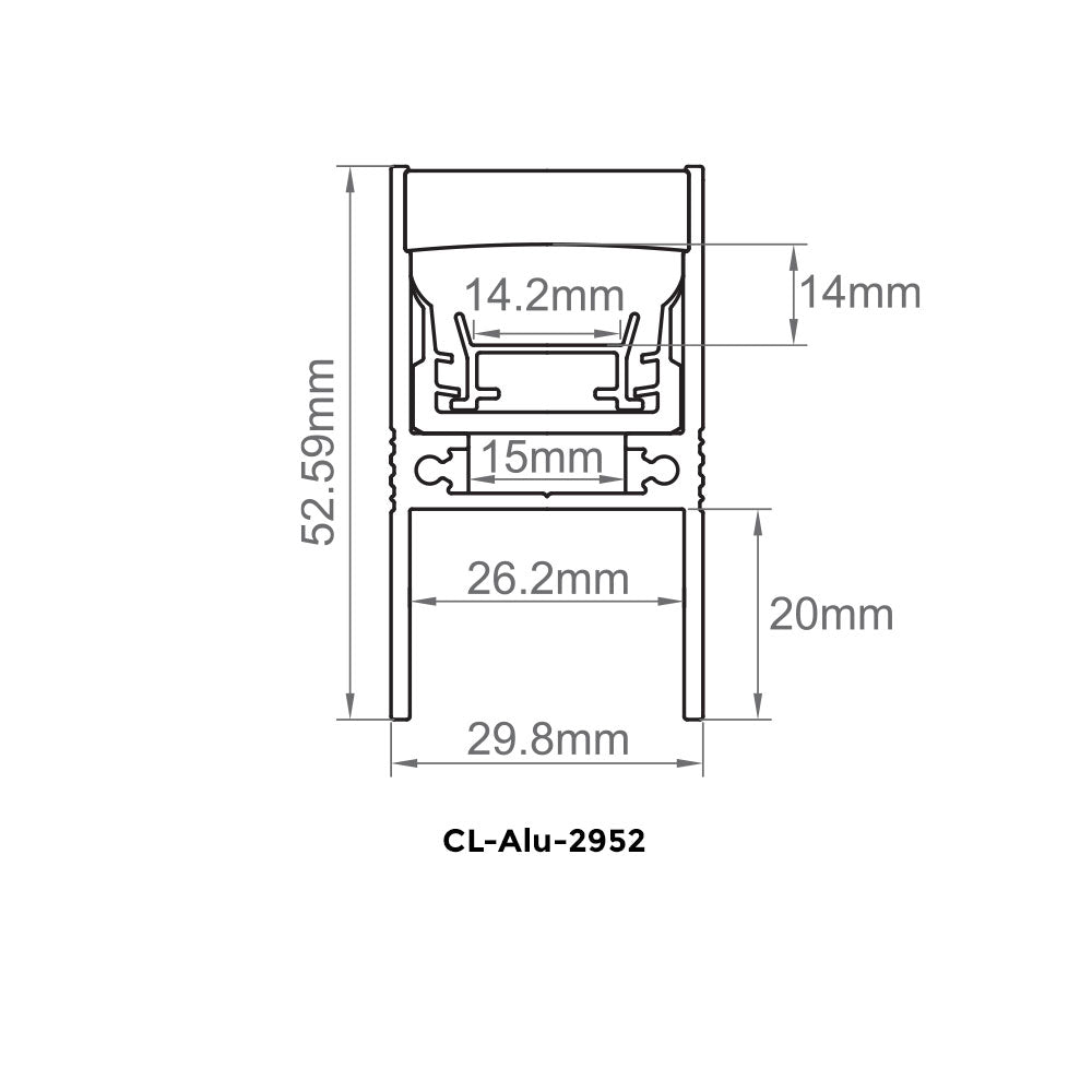 Canolight In-ground 10ft Silver Aluminum profile 2952 with silicon & aluminum endcaps - CL-ALU-2952