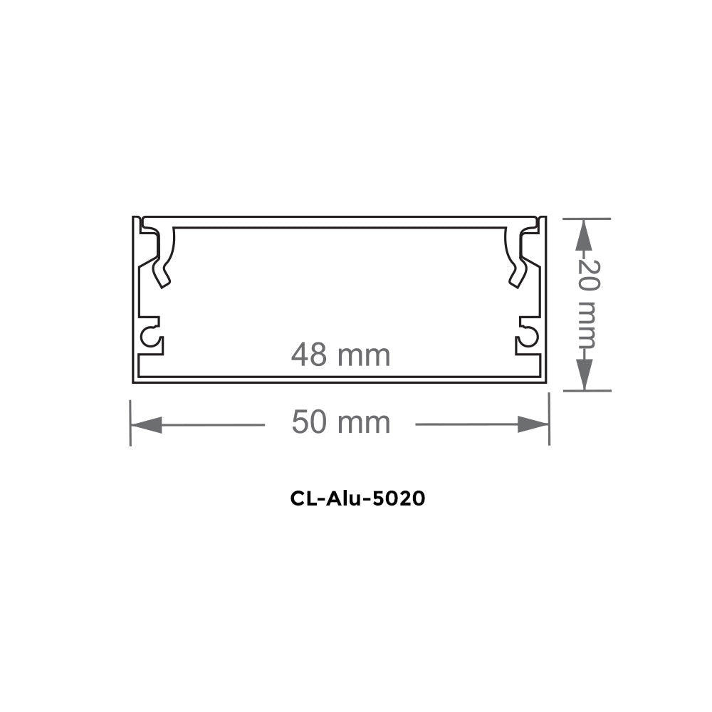 Canolight Surface-mounted 10ft Silver Aluminum profile 5020 with enadcaps - CL-Alu-5020-SL