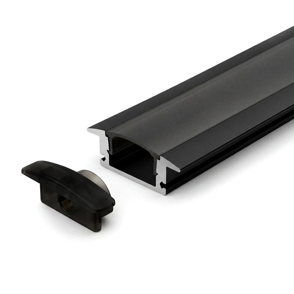 Canolight Trimless recessed 10ft Black aluminum profile 508 with endcaps - CL-Alu-508-BL