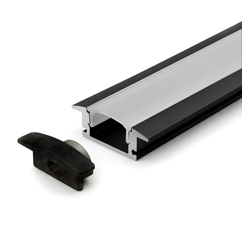 Canolight Trimless recessed 10ft Black aluminum profile 508 with endcaps - CL-Alu-508-BL