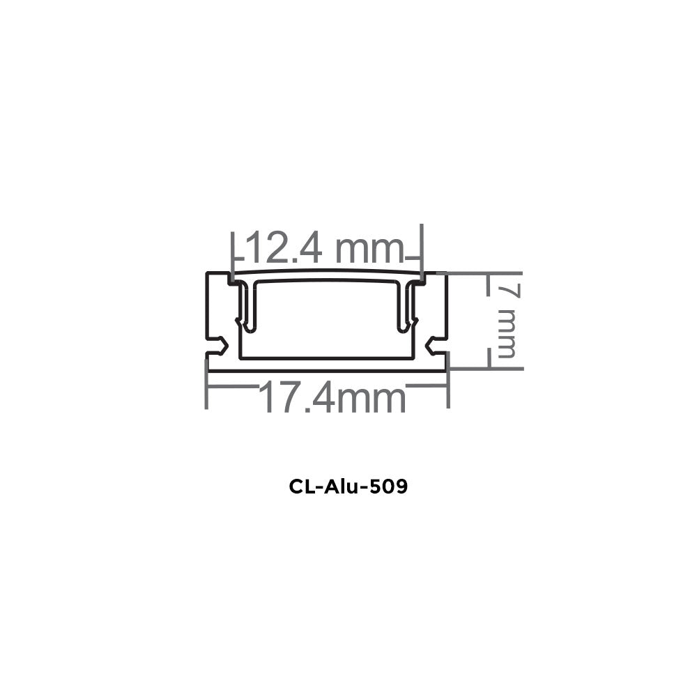 Canolight Surface-mounted 8ft Silver Aluminum profile 509 with enadcaps - CL-Alu-509-SL-8ft