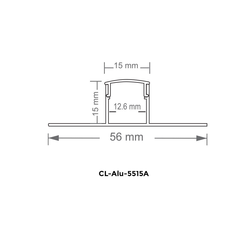 Canolight Trimless recessed 10ft Black Aluminum profile 5515A with endcaps & White and Black Pc cover - CL-Alu-5515A-BL