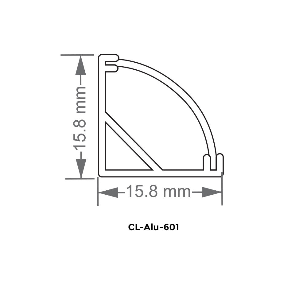 Canolight 90D Surface-mounted 8ft Silver Aluminum profile 601 with enadcaps - CL-Alu-601-SL-8ft