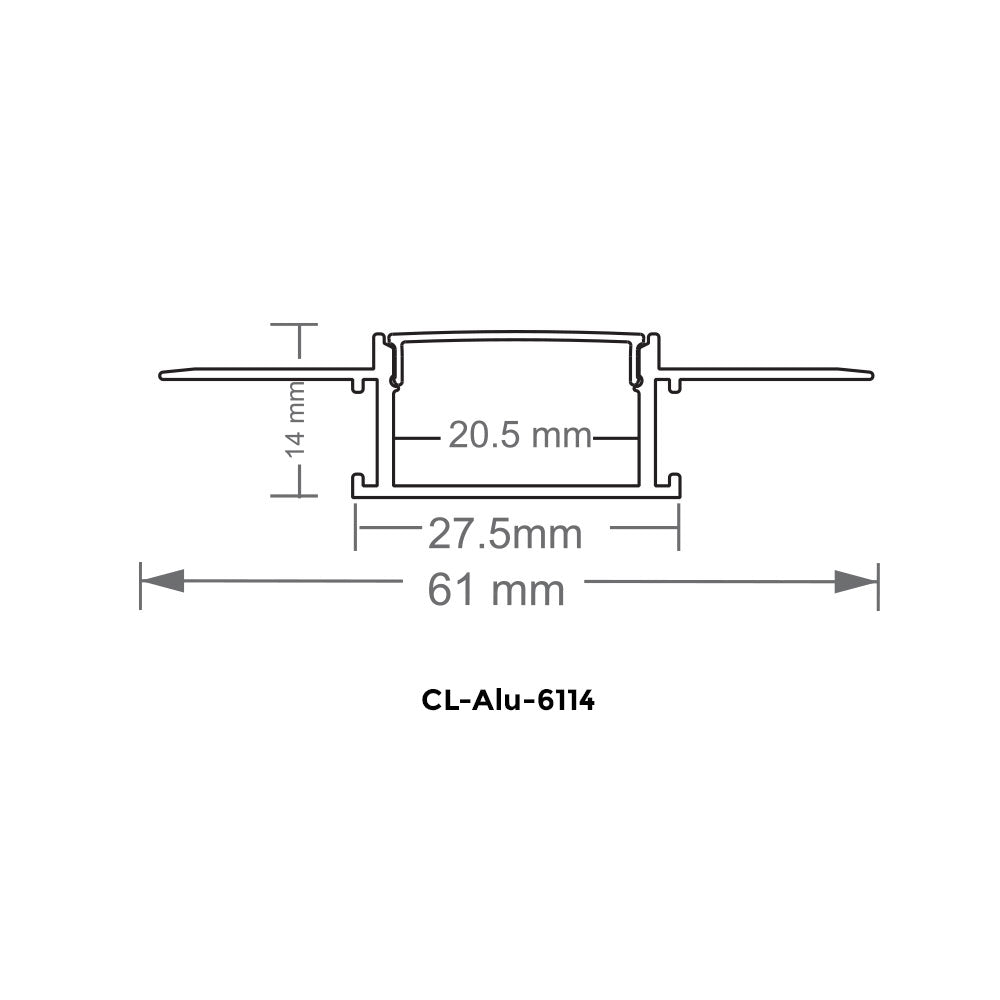 Canolight After drywall Trimless Recessed 10ft Silver Aluminum profile 6114 with endcaps - CL-Alu-6114-SL