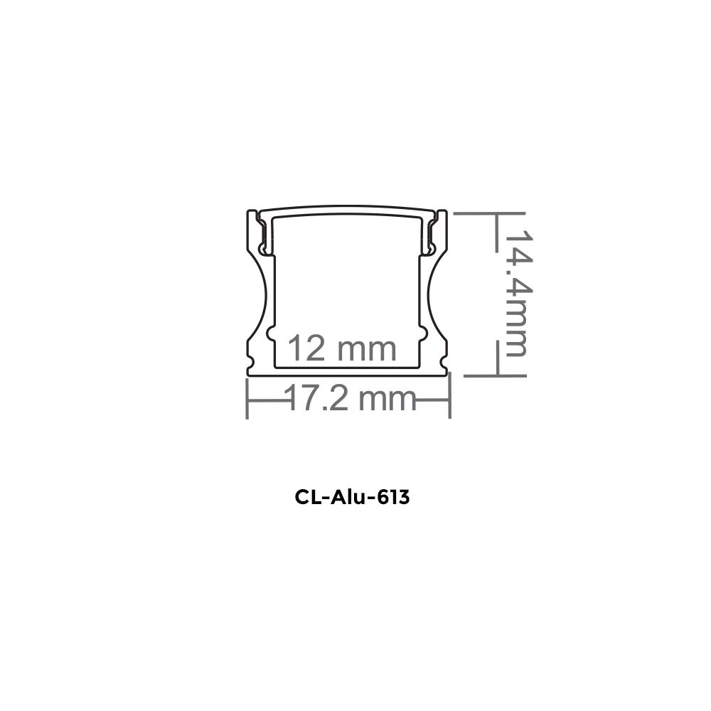 Canolight Surface mounted aluminum profile 613 with 2 ENDCAPS 3 CLIPS & PC Cover 10ft Silver - CL-Alu-613-SL