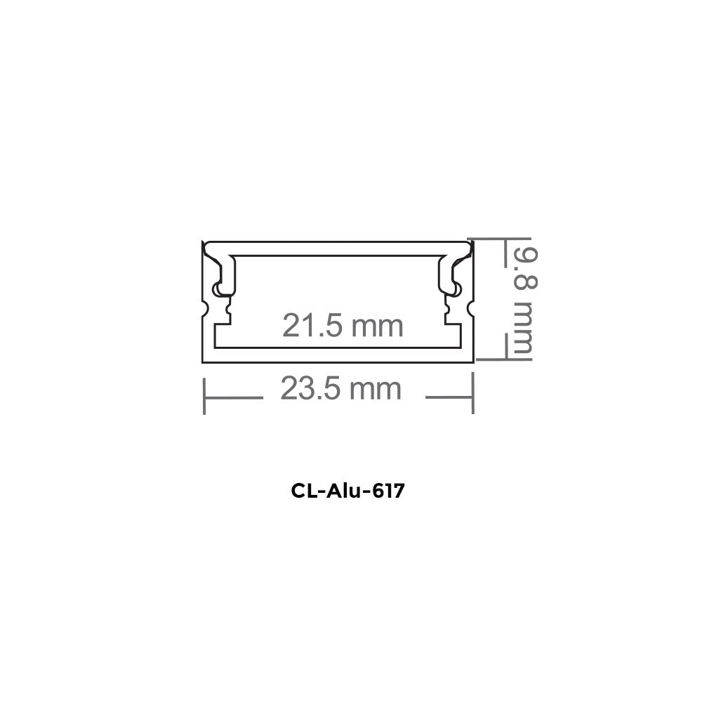 Canolight Surface-mounted 10ft Silver Aluminum profile 617 with enadcaps - CL-Alu-617-SL