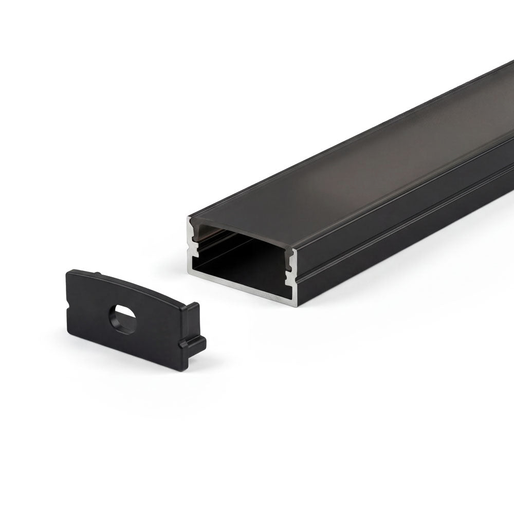 Canolight Surface-mounted 10ft Black Aluminum profile 617 with enadcaps - CL-Alu-617-BL