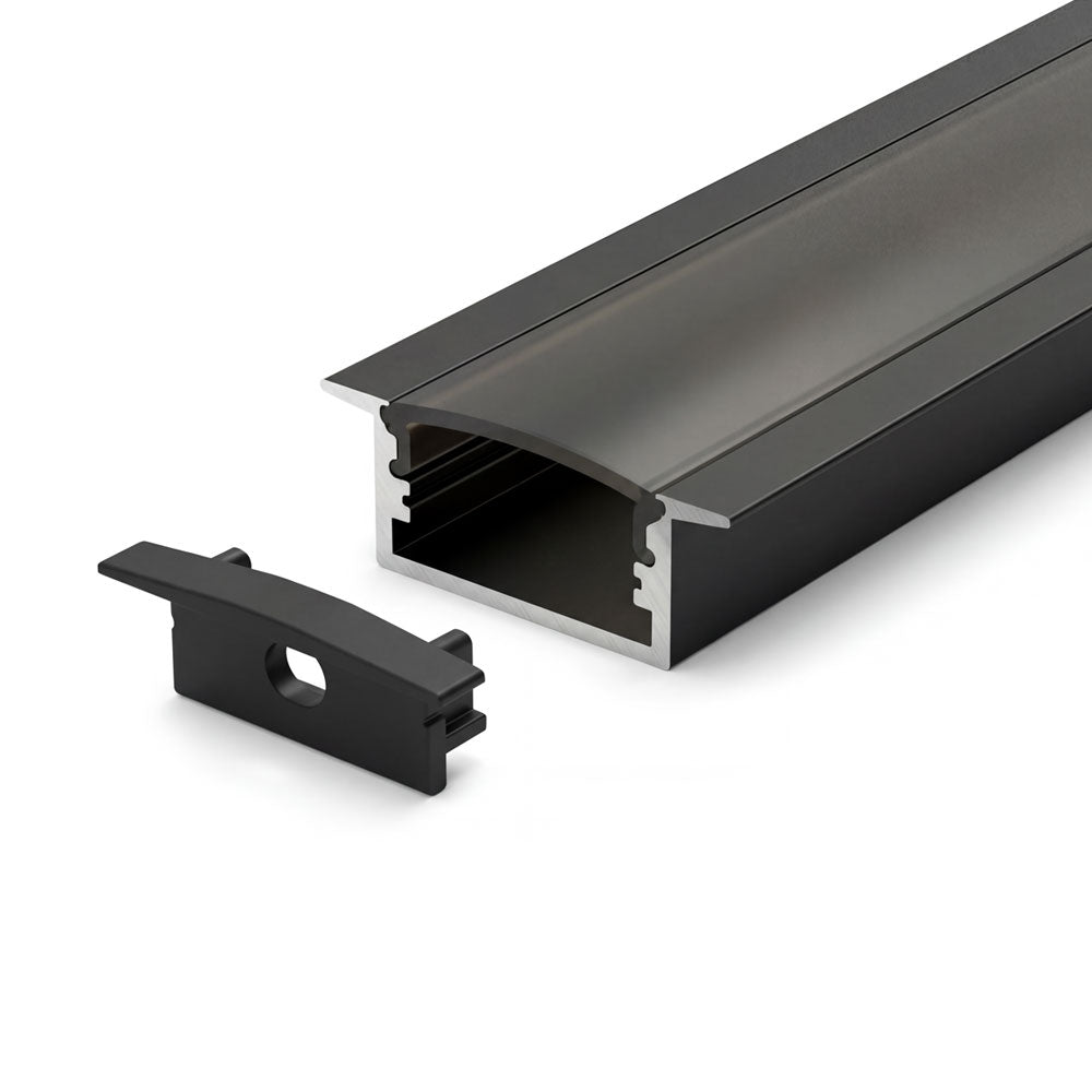Canolight Surface-mounted 10ft Black Aluminum profile with 2 Enadcaps - CL-Alu-619-BL