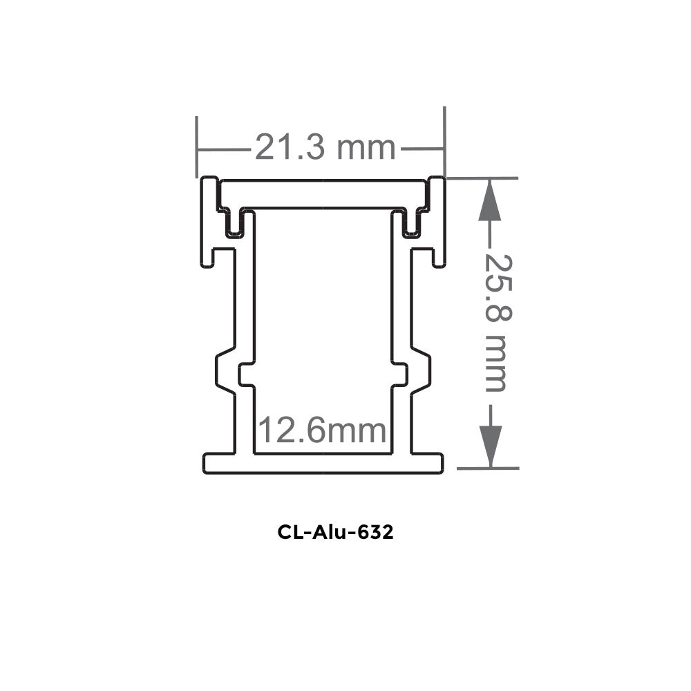 Canolight In-Ground 10ft Silver Aluminum profile 632 with endcaps & White Pc cover - CL-Alu-632-SL
