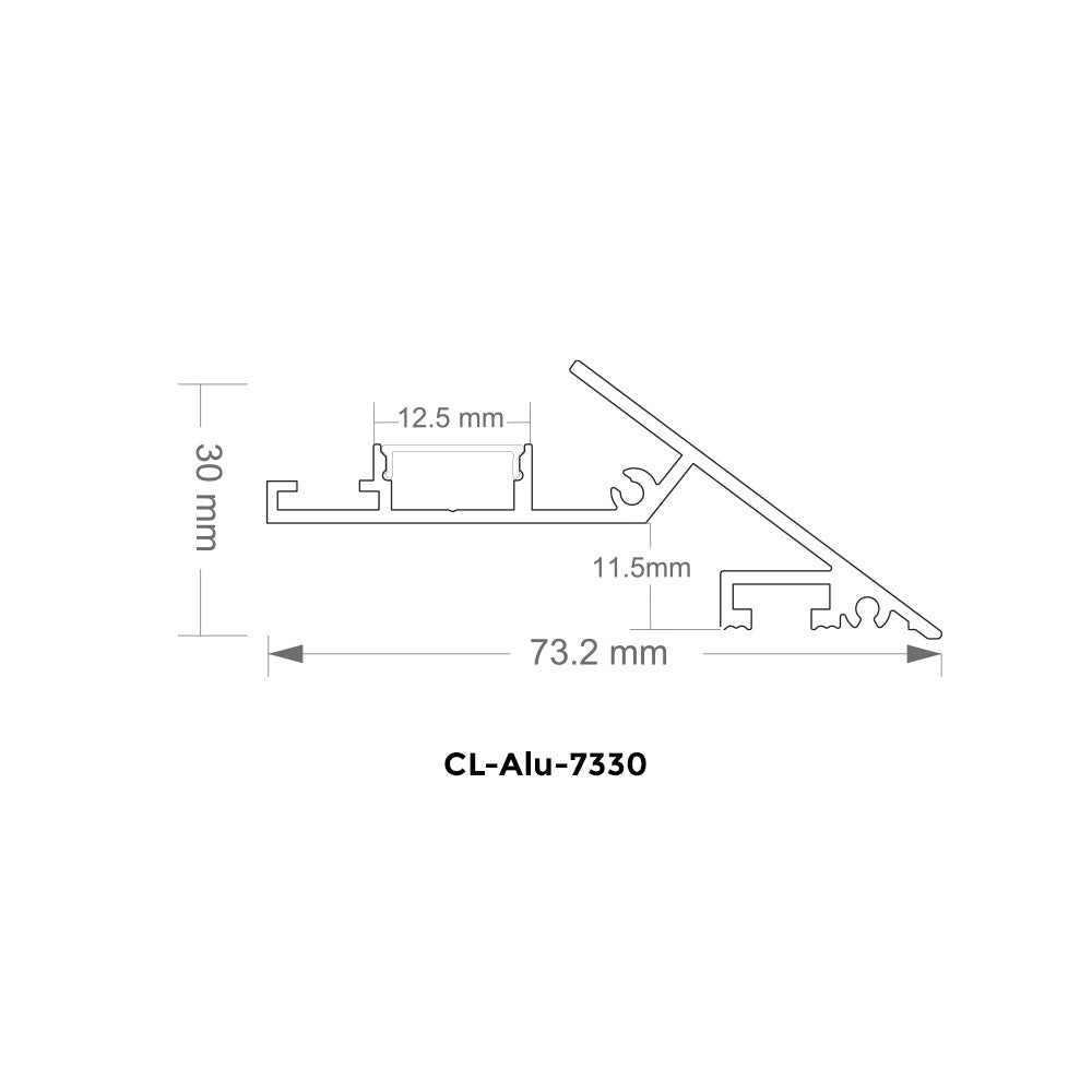 Canolight Knife edge 10ft White aluminum profile 7330 with encaps - CL-ALU-7330-WH