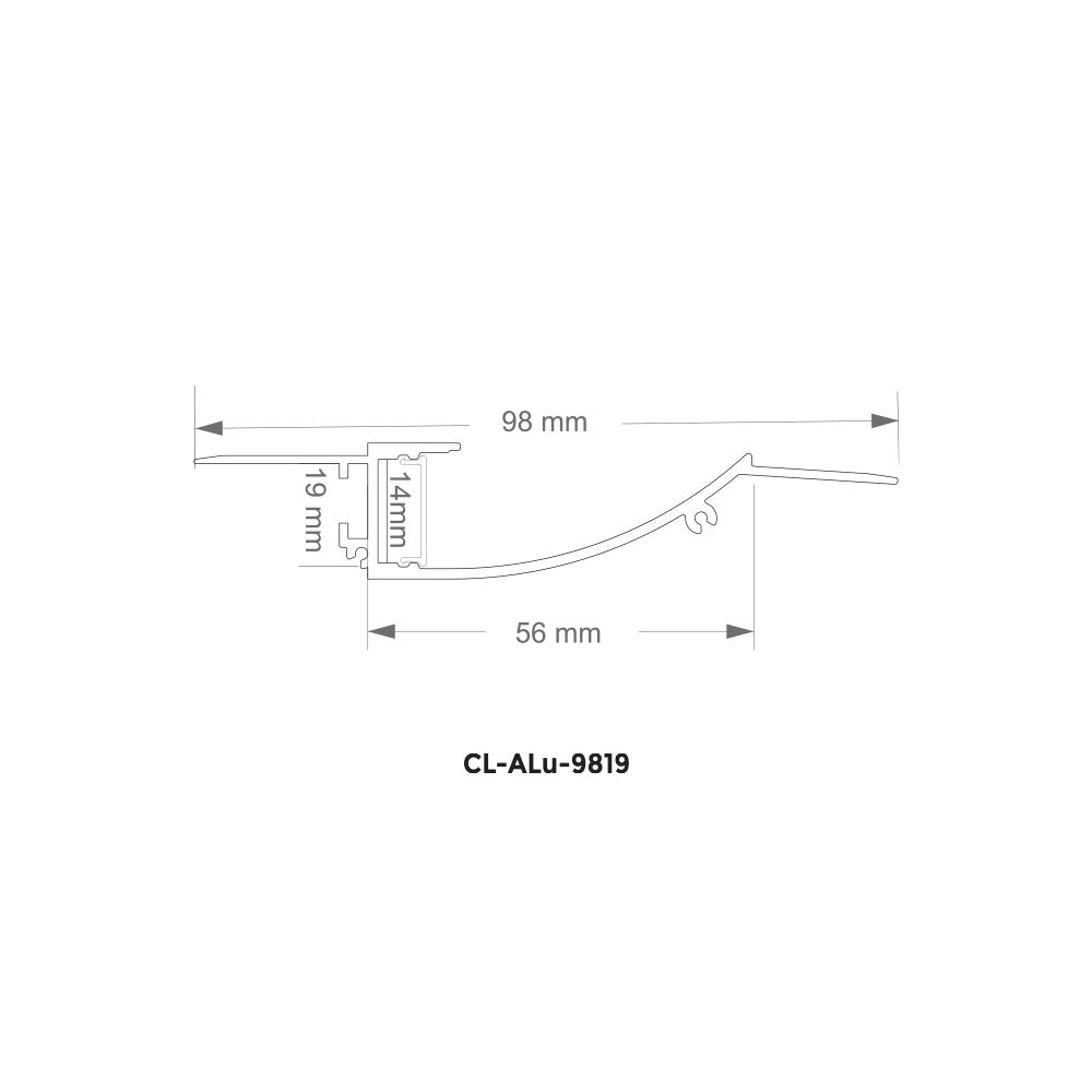 Canolight Trimless recessed 10ft White aluminum profile 9819 with endcaps - CL-Alu-9819-WH