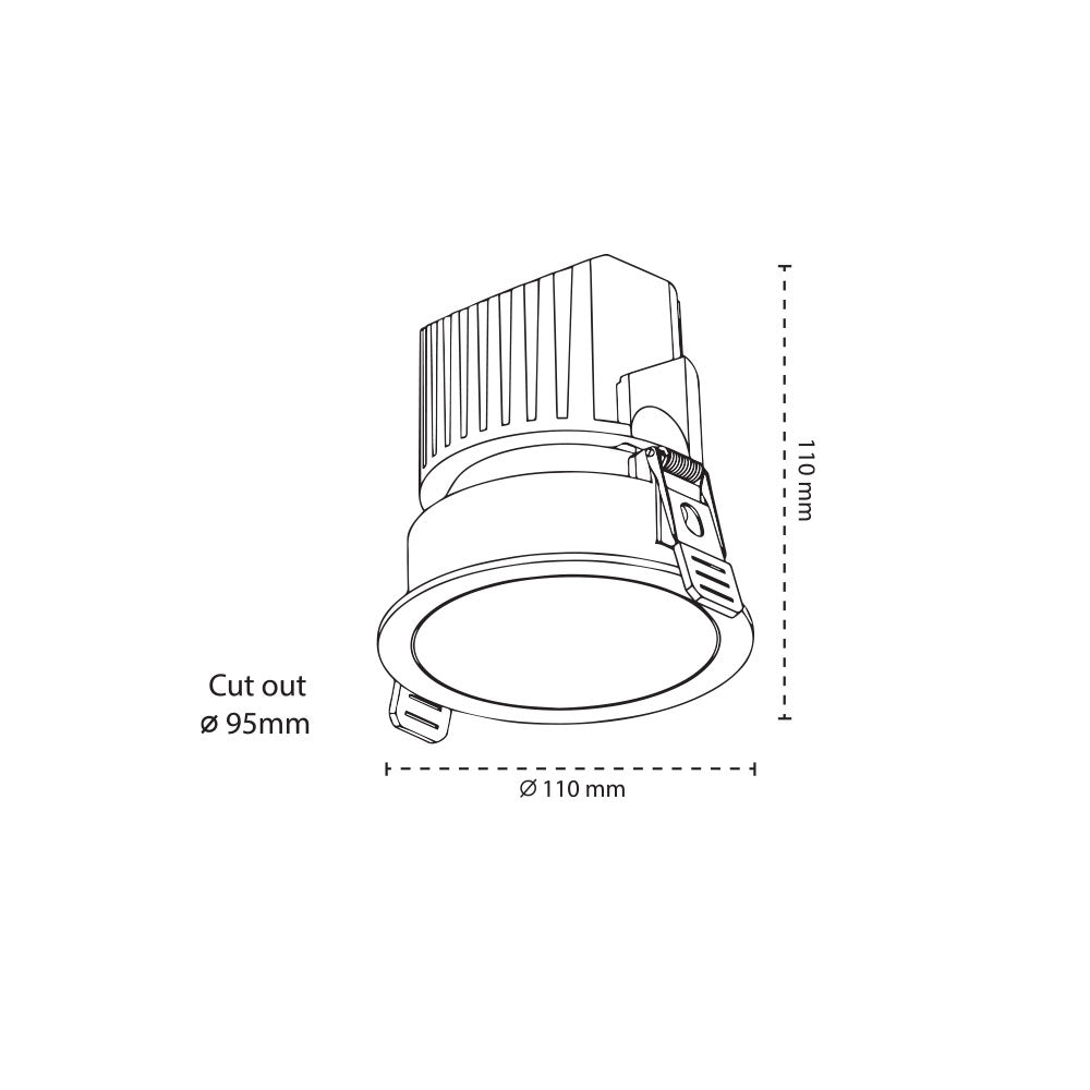 Canolight 4 inches Anti Glare Recessed Downlight 120VAC 20W 1650lm Beam angle 36D 5CCT PF>0.9 CRI>90 Blac - CL-DL5-R-20W-36D-5CCT-BL