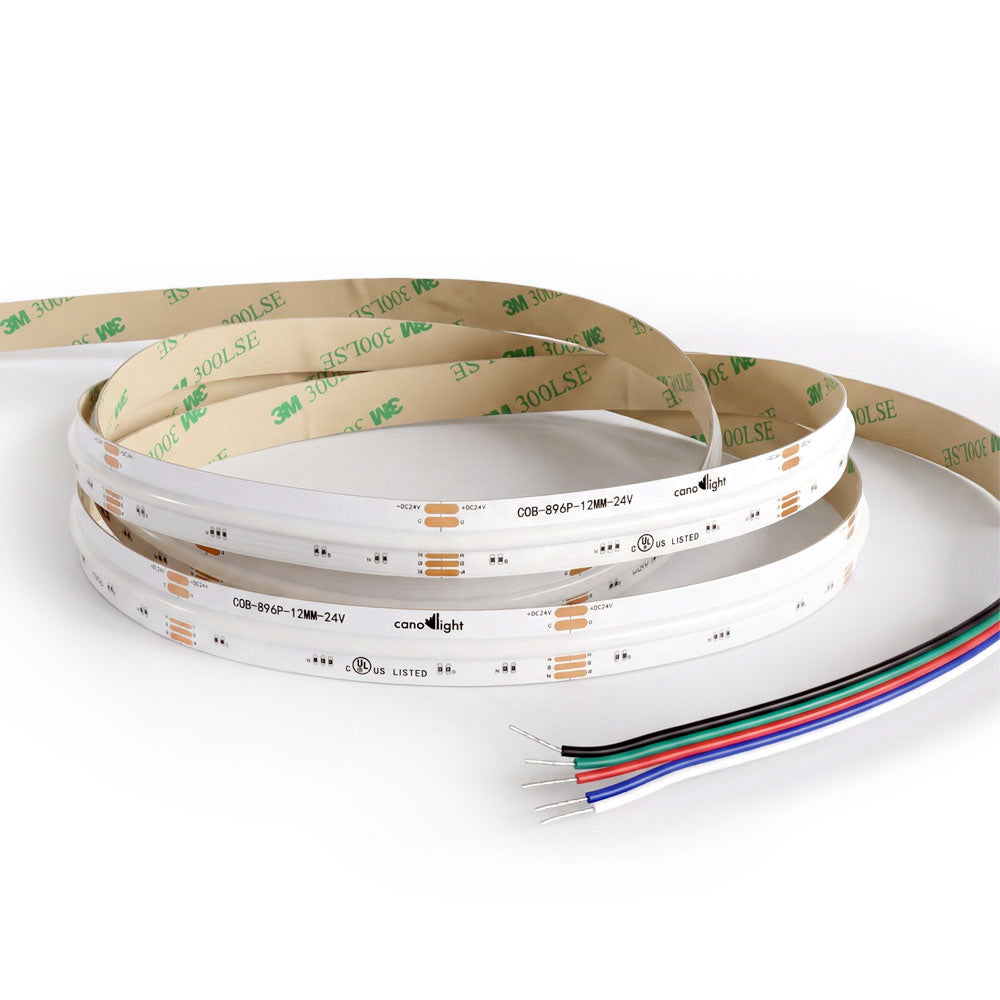 Canolight Long Run COB LED Strip Light 12mm PCB width 896LED/m 24VDC 10m/roll IP20 RGBW - CL-ST10-COB-896-16-2420-RGBW