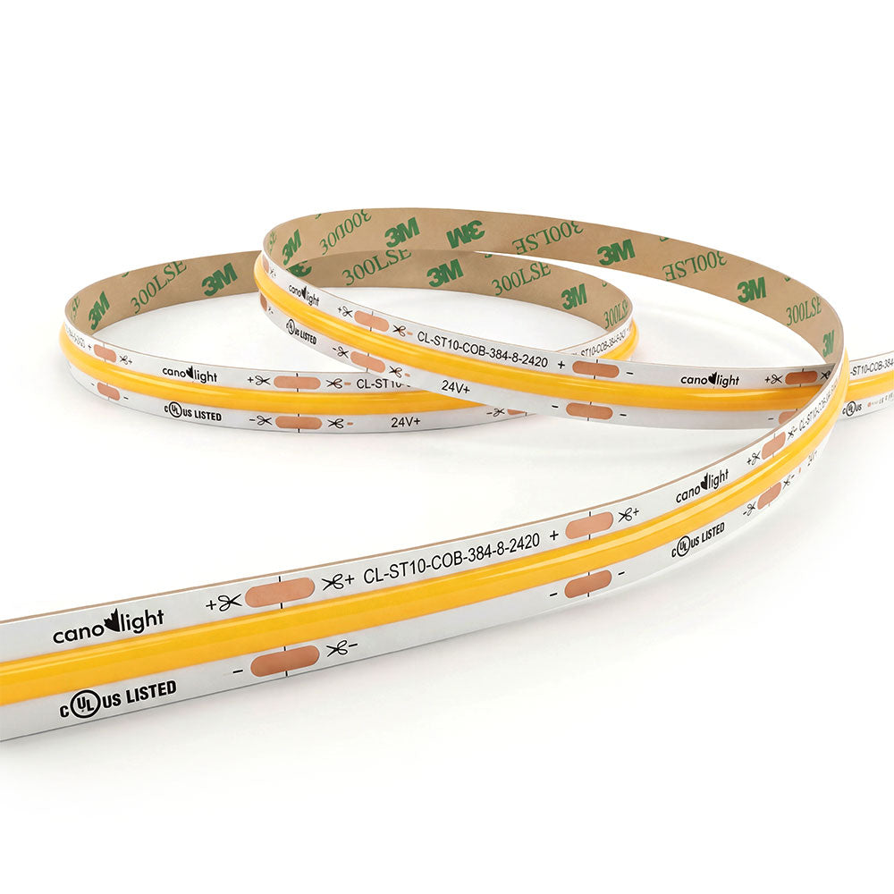 Canolight Long Run COB Strip Lights 8mm PCB Width 384LED/m 3000K