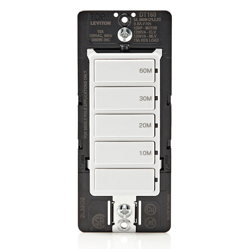 Leviton Decora Preset 60 Minute Digital Countdown Timer Switch in White