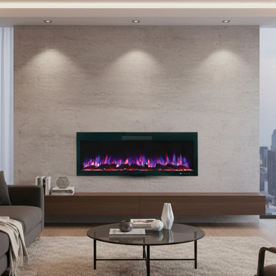 42" Wall Mounted And Wall Recessed Electric Fireplace