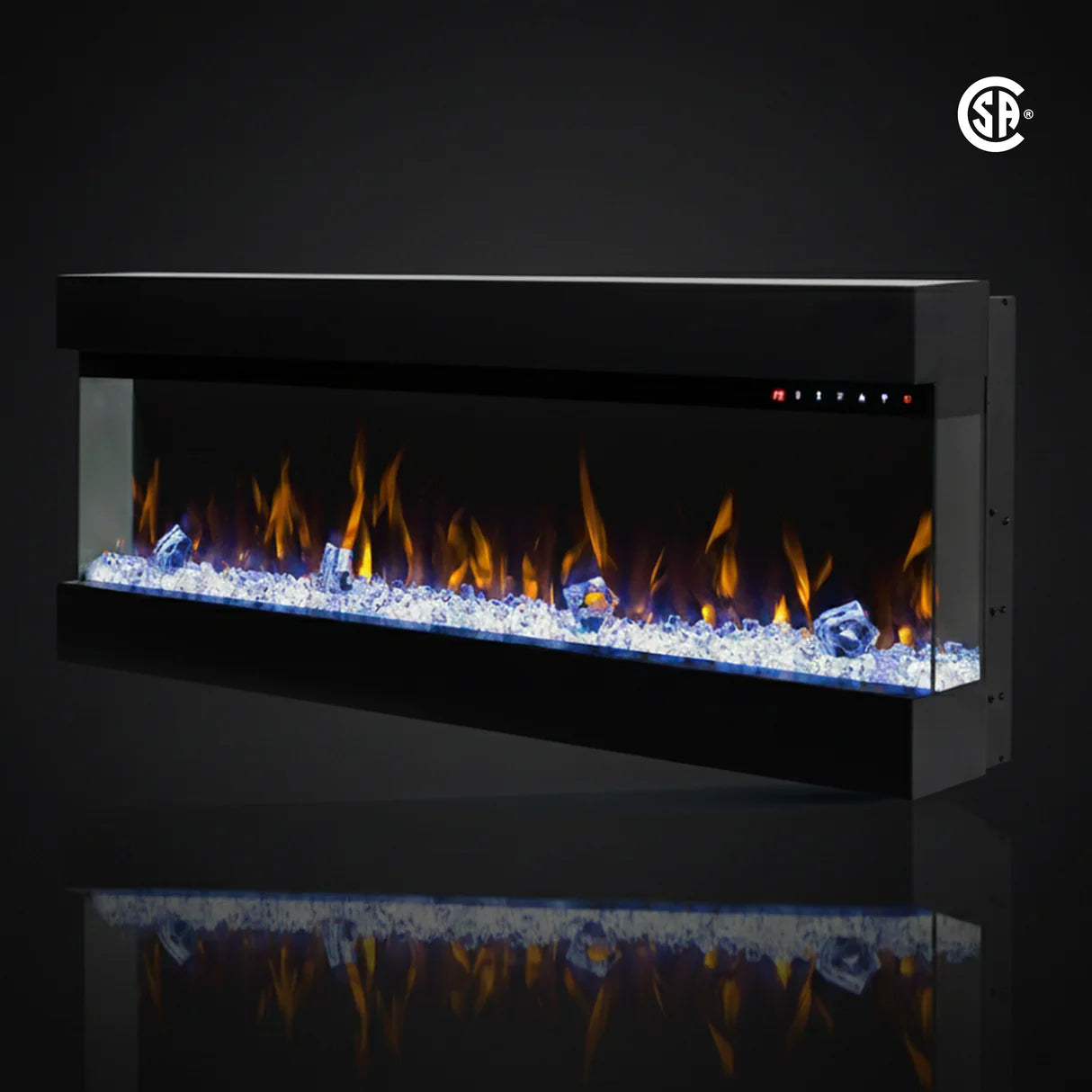 43" Three-Sided, Wall Recessed Led Fireplace With 3 Colours And Hd+ Led For Realistic Flame Effect
