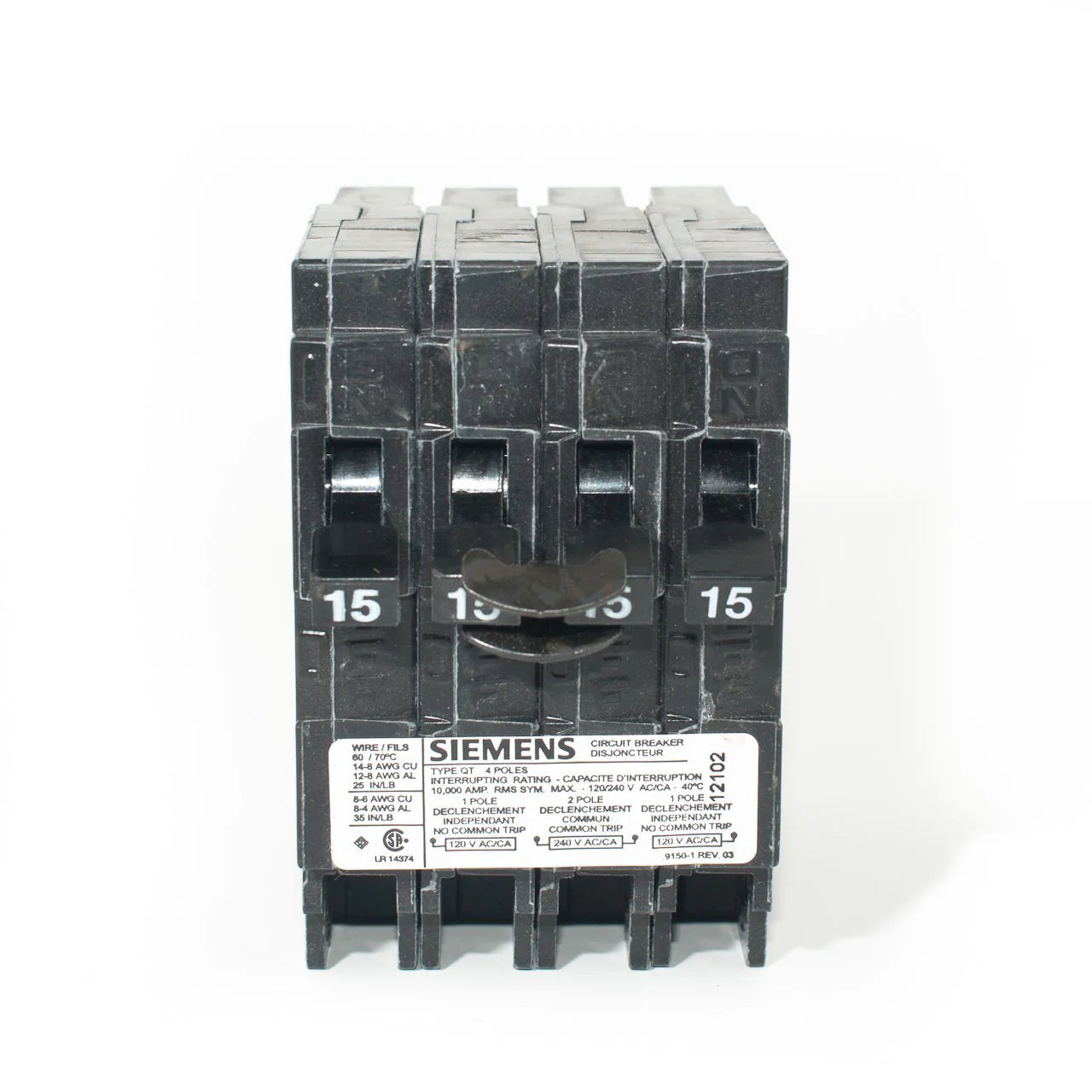 Siemens 15A/15A/15A Quad Push-In Circuit Breaker Q21515CTNC