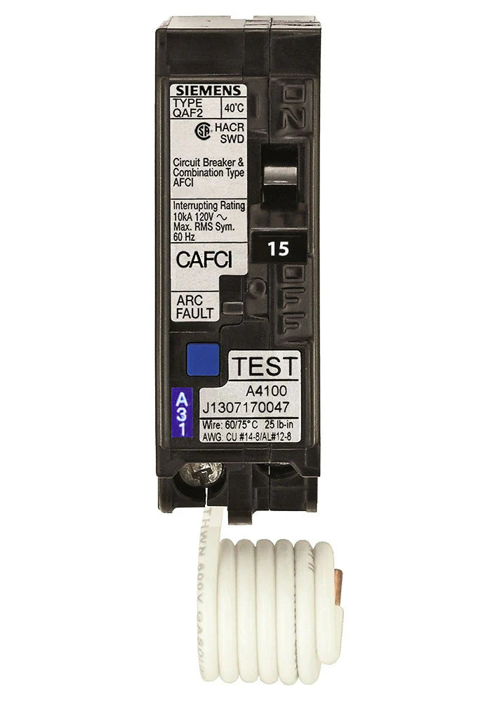 Siemens QA115AFCCSA — 15 A Single-Pole AFCI Breaker